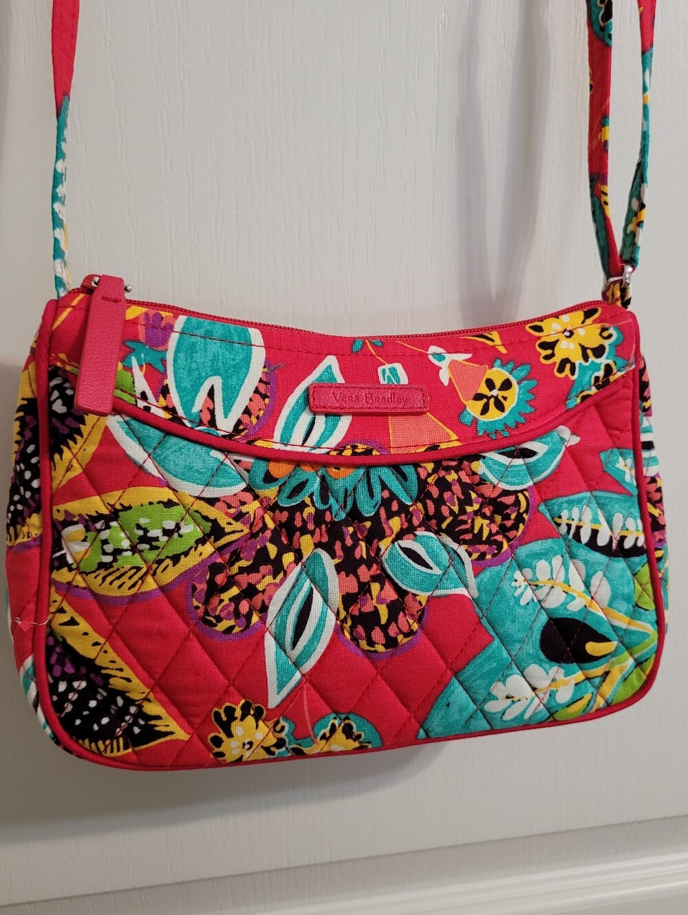 Vera Bradley Retired Quilted "Little Crossbody" Bag, Rumba - Red Tropical, NWOT